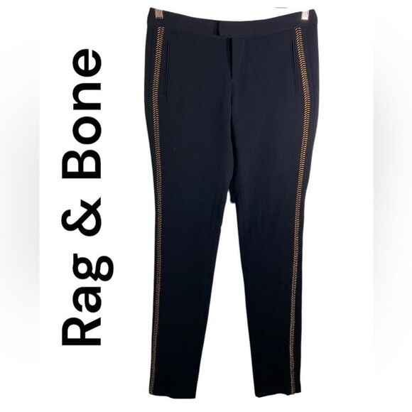 Rag & Bone Black Side Top Stitch Detail Pants Sz 4 - Picture 1 of 5